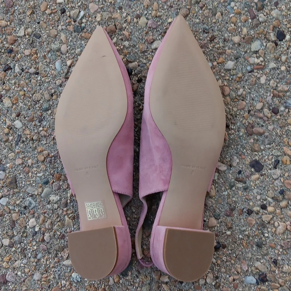 Everlane sling back small block heel pink suede leather shoes womens sz 8 - Picture 7 of 8